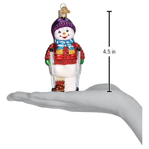 Snowman With Crutches Ornament