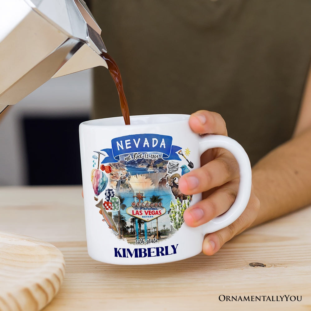 Artistic Nevada State Themes and Landmarks Personalized Mug With Custom Name
