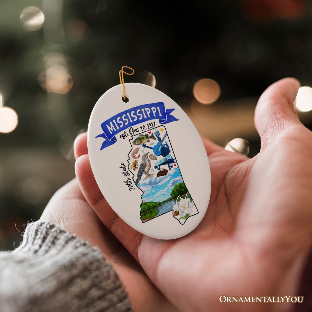 Artistic Mississippi State Themes and Landmarks Christmas Ornament