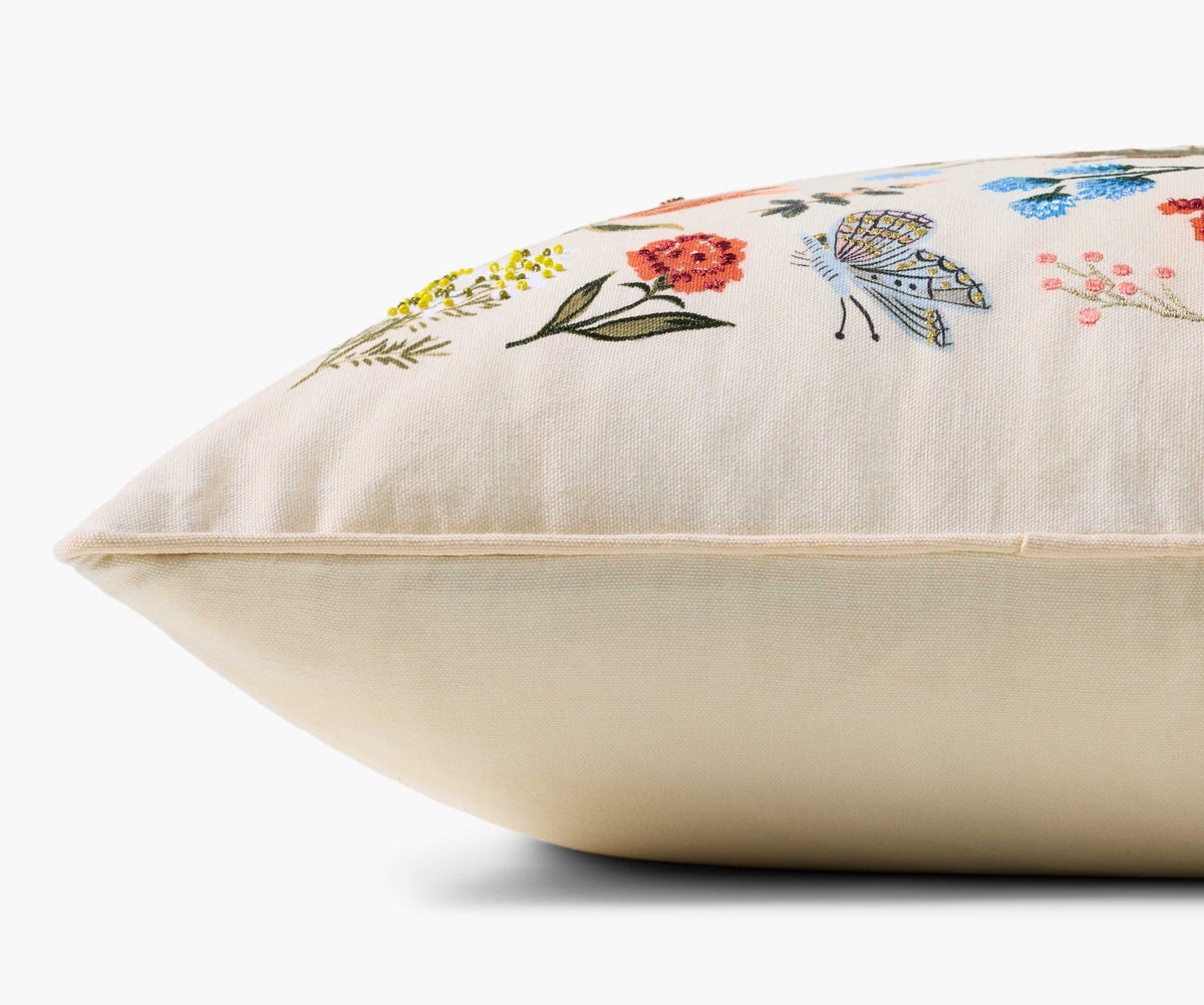 Curio Garden Embroidered Pillow - White