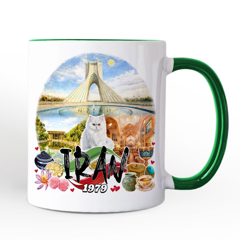 Artistic Iran Landmarks Christmas Mug, Persian Culture Gift and Travel Gift Souvenir