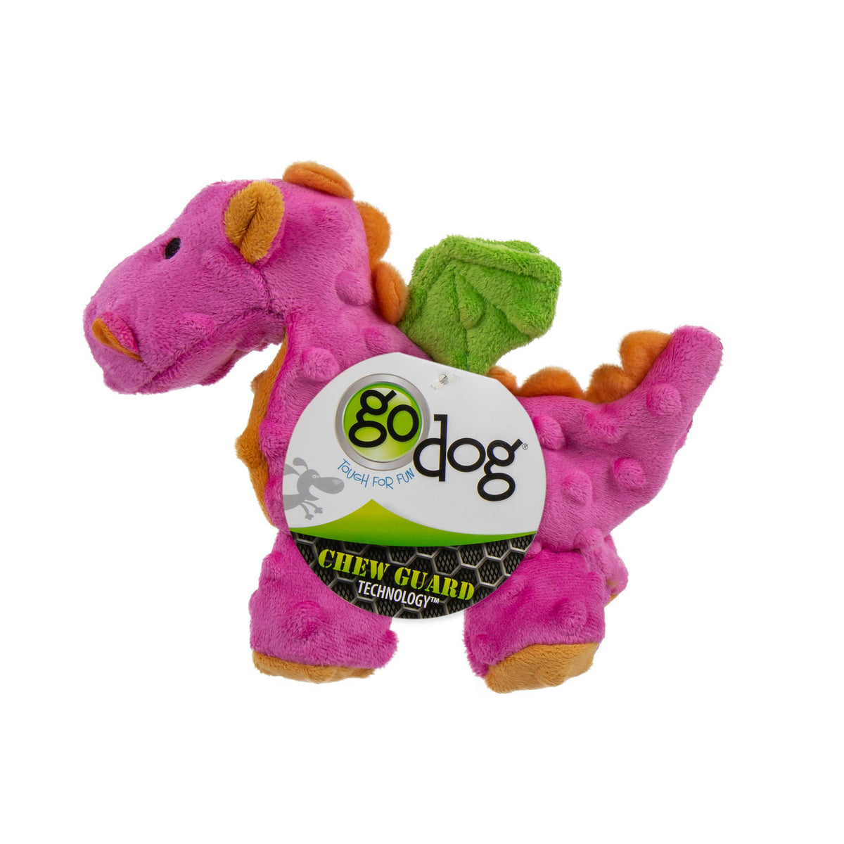 GoDog Dragons Squeaky Plush Dog Toy Pink Small