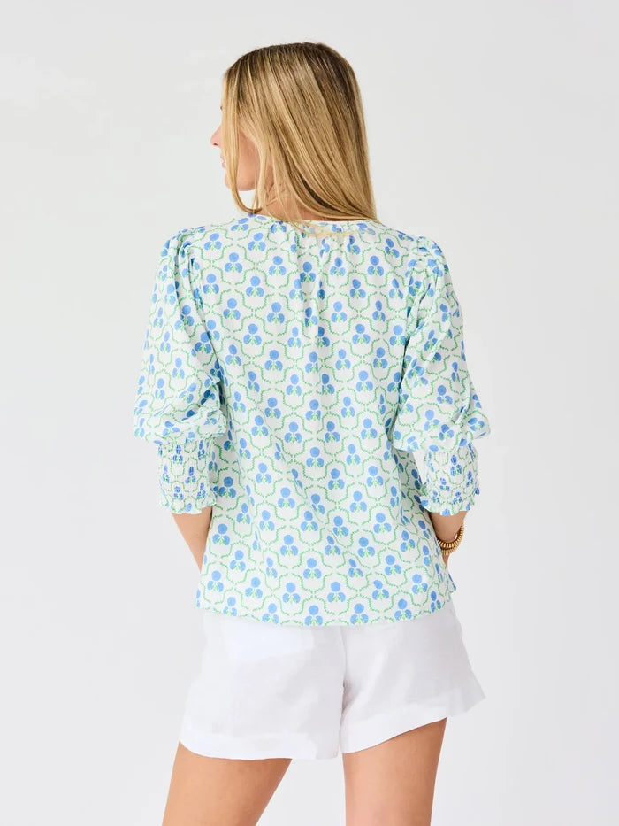 Mary Square: Ashlyn Top Sweetbriar Lattice Blue - B Social Boutique