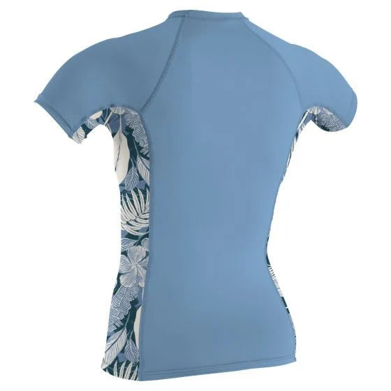O'Neill Womens Side Print Faded Denim / Palmento Rash Vest s/s