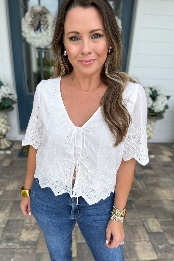 Z Supply: Oceanside Embroidered Top - White