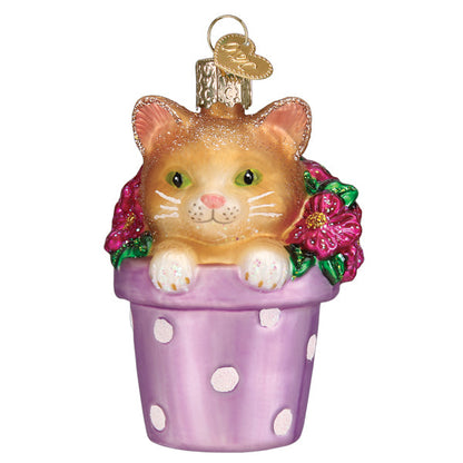 Kitten In Flower Pot Ornament