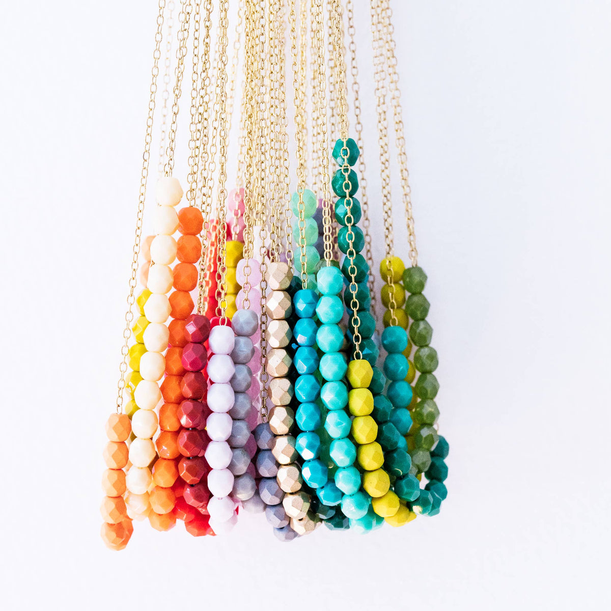 Colorful Glass Bead Necklace,  Layering necklace