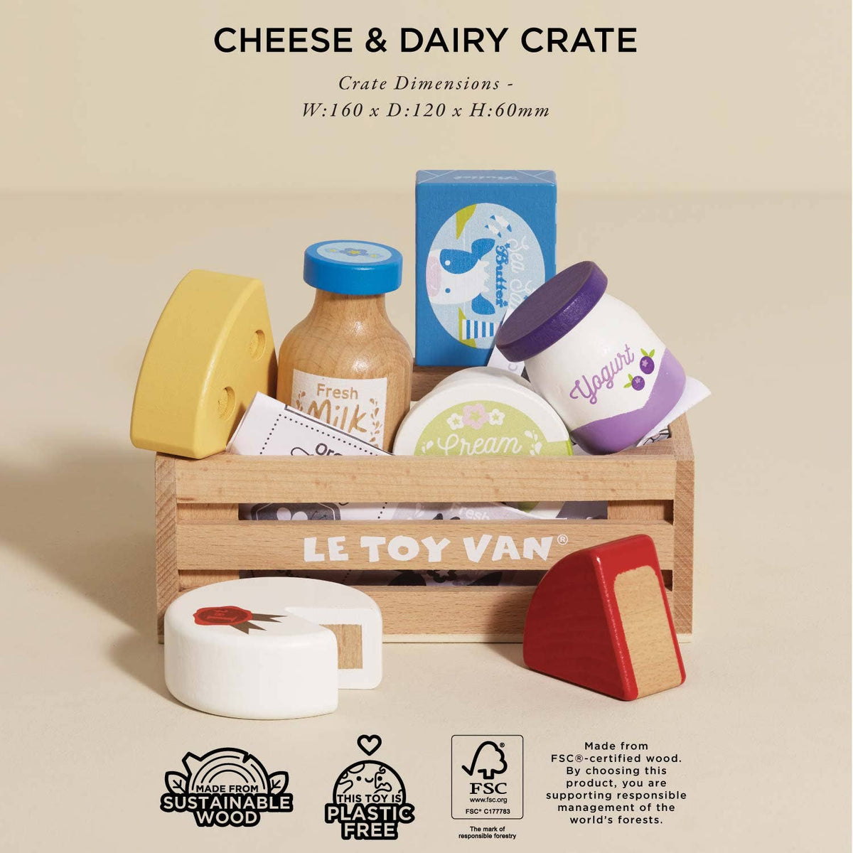 Cheese & Dairy Wooden Market Crate