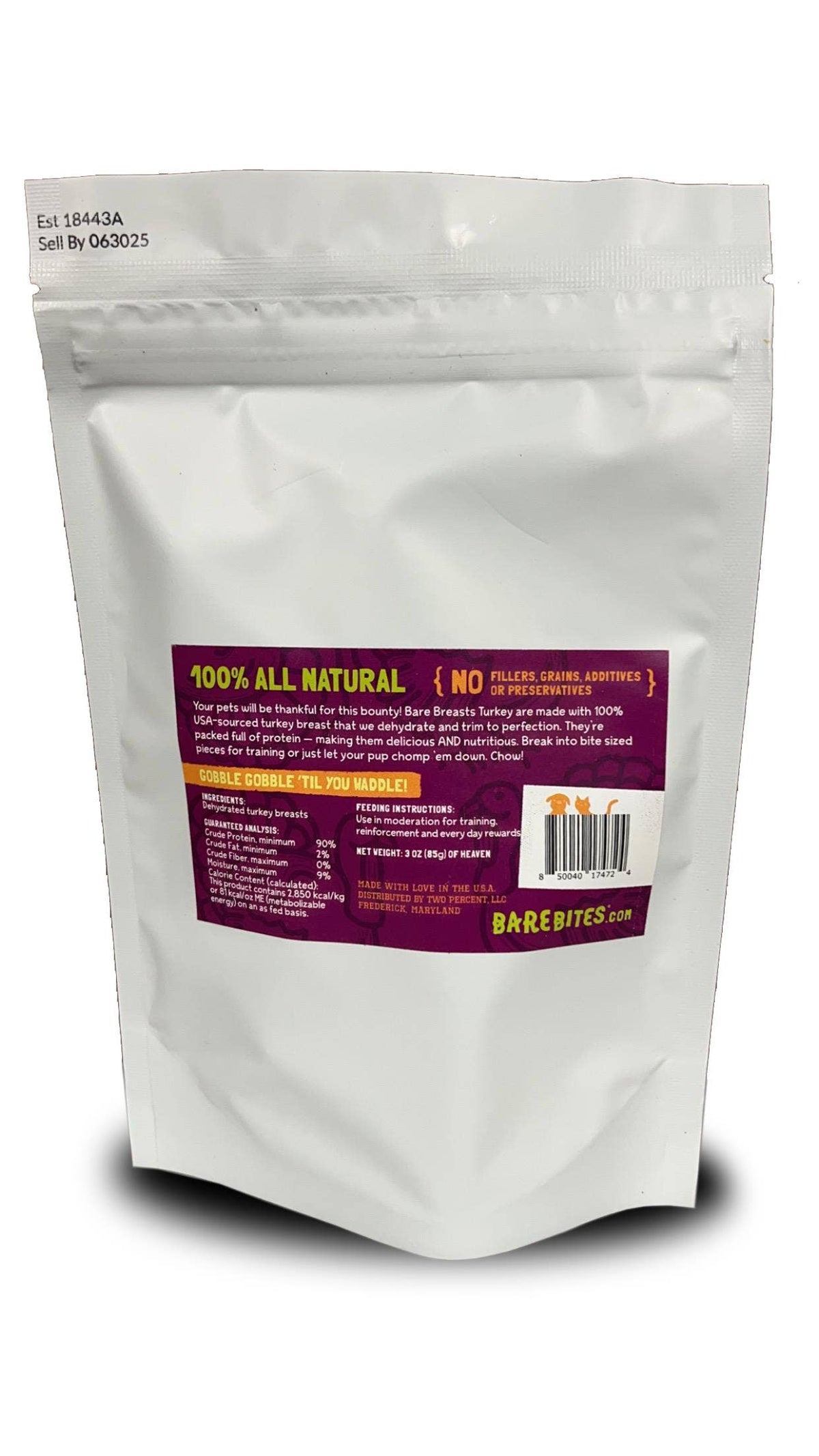 Bare Bites - 3oz. Bare Breast TURKEY - Item #23032