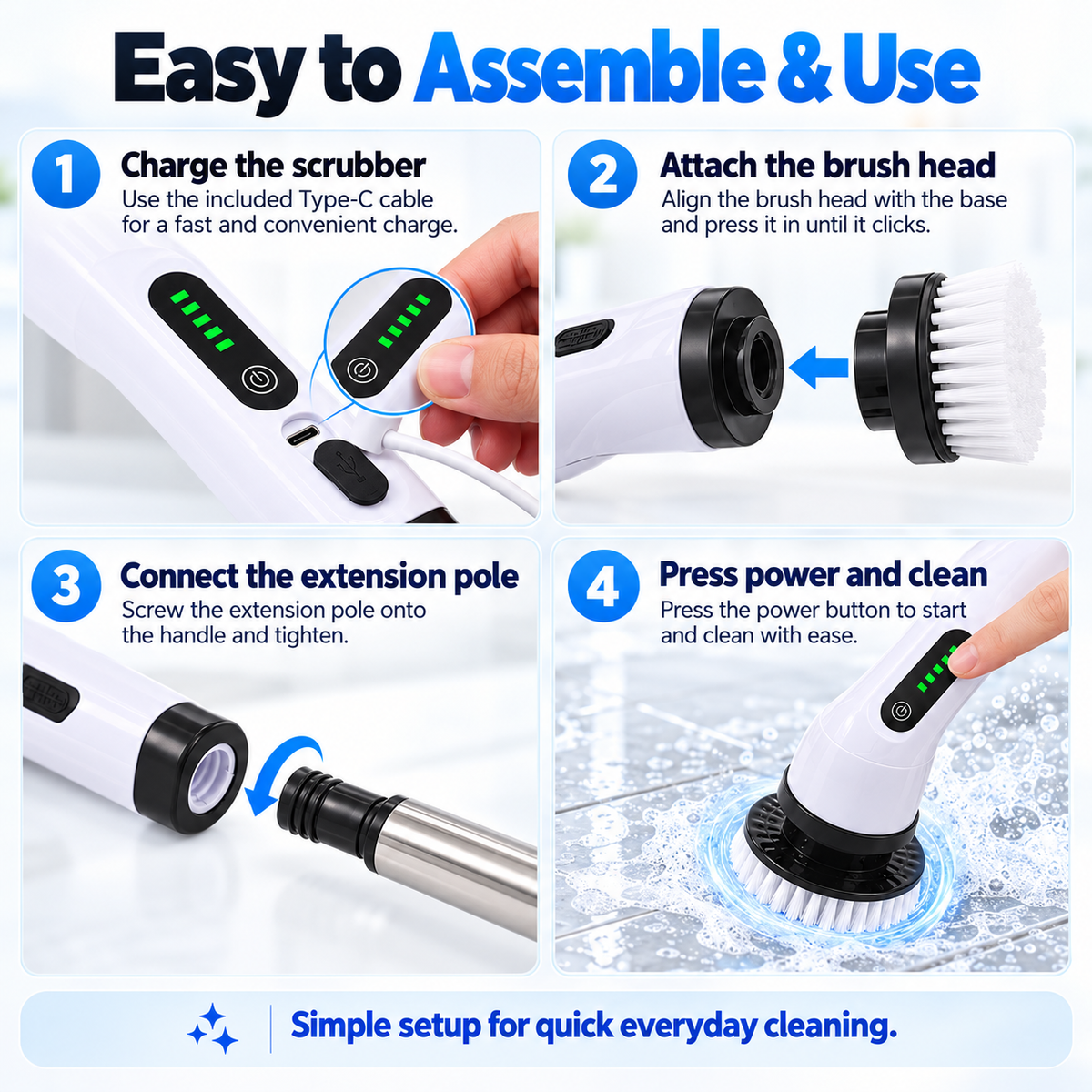 Cordless Electric Spin Scrubber Cleaning Set