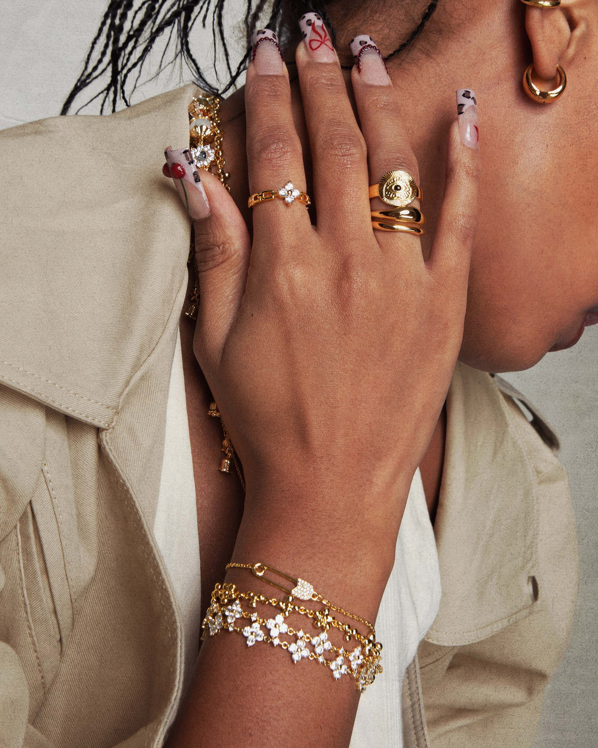 Sparkle Clover Bracelet and Ring Set
