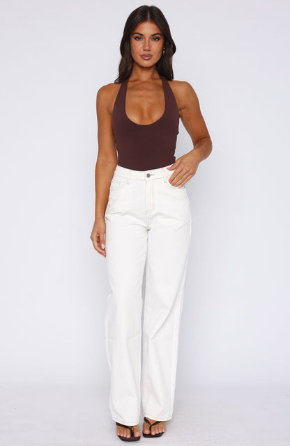 Bring The Style High Rise Wide Leg Jeans Off White