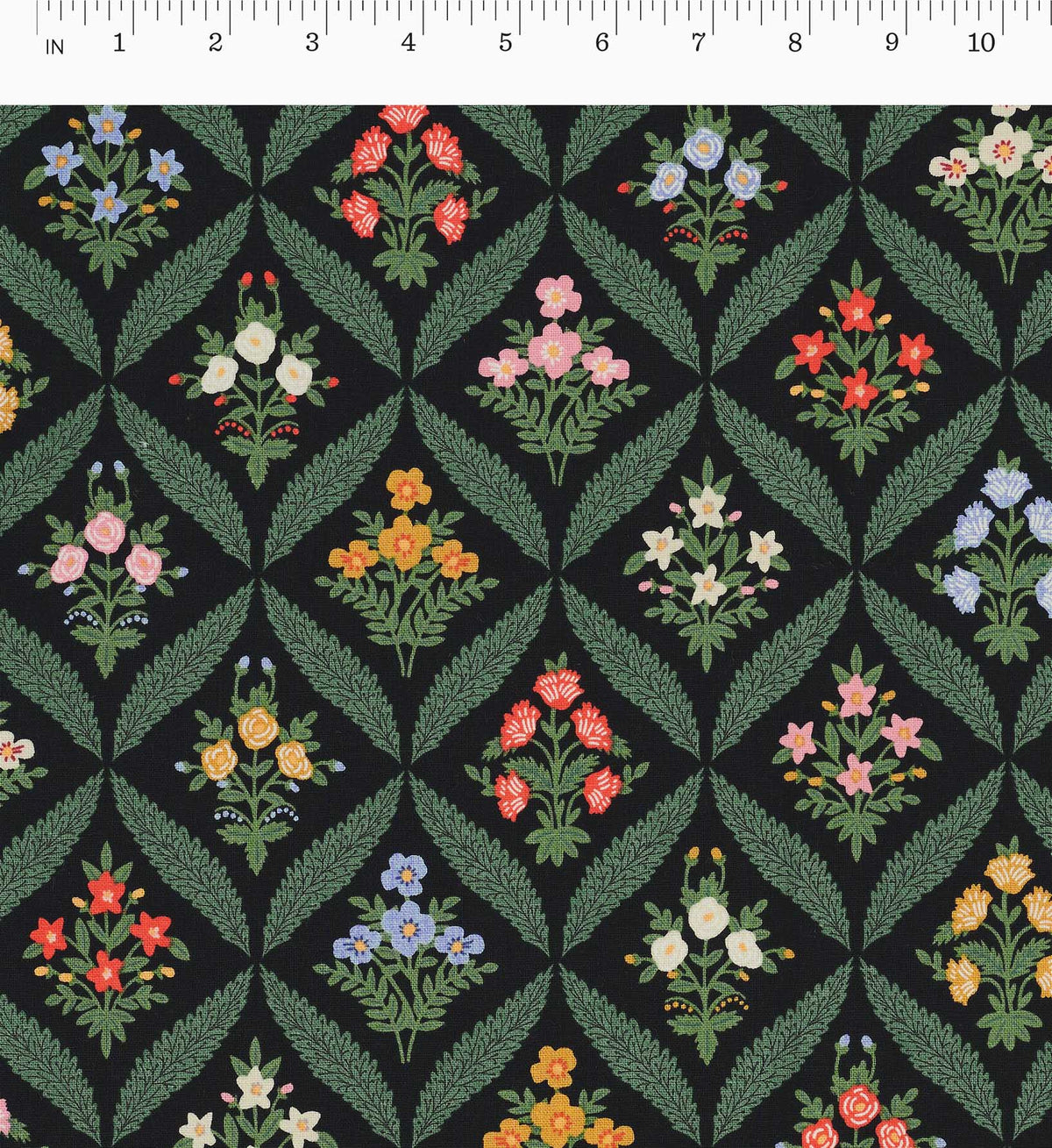 Estee Garden Canvas Fabric - Black Multi