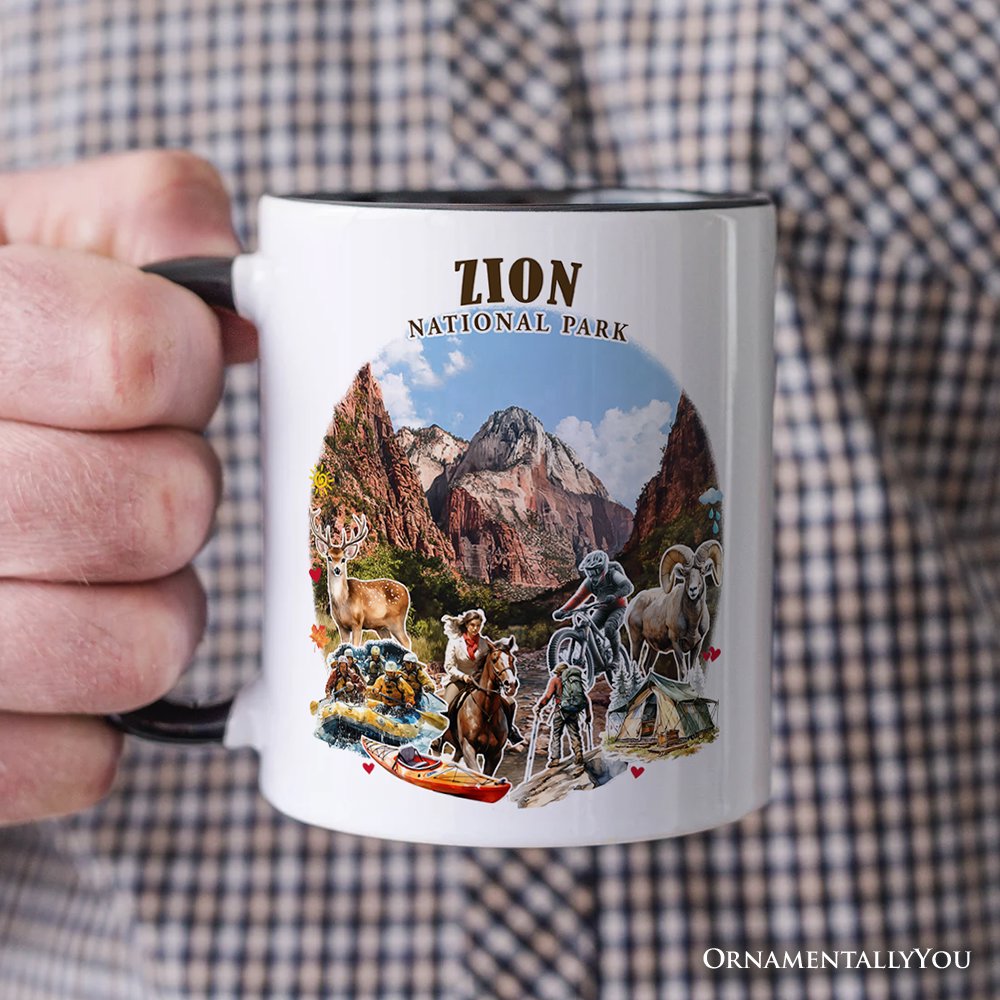 Adventurous Zion National Park Personalized Mug, Utah Scenic Landmarks Gift and Souvenir with Custom Name