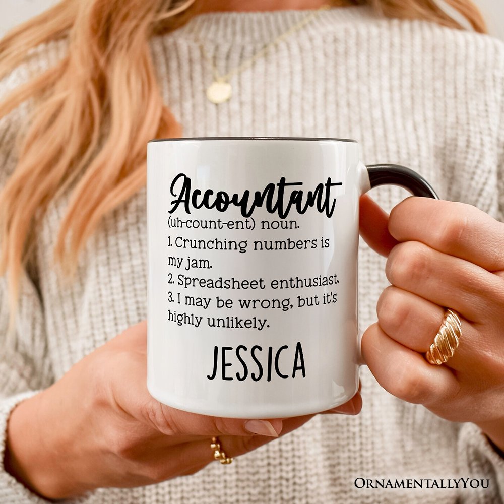 Accountant Definition Personalized Mug, Finance Office Employee Funny Quote Gift with Custom Name
