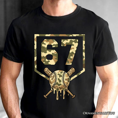 67 Camo Baseball Drip T-Shirt, Six Seven Cool Game Day Sports Tee