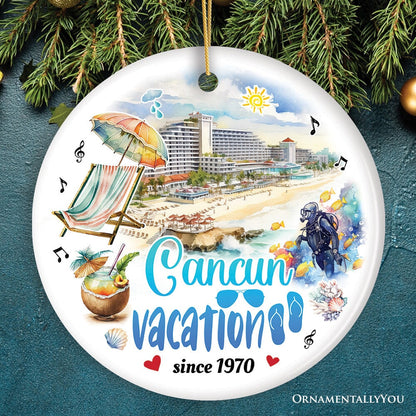 Artistic Cancun Tropical Vacation Art Ornament, Mexico Traveler Souvenir Gift