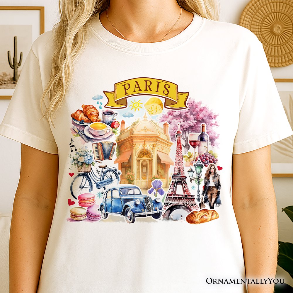 Artistic Paris Culture and Landmarks T-Shirt, Classical France Tee and Souvenir