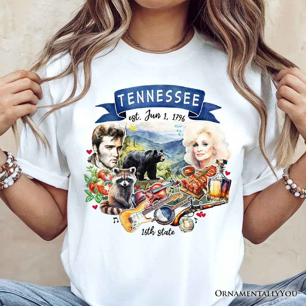 Artistic Tennessee State Themes and Landmarks T-Shirt, Tee for History and Travel Lovers