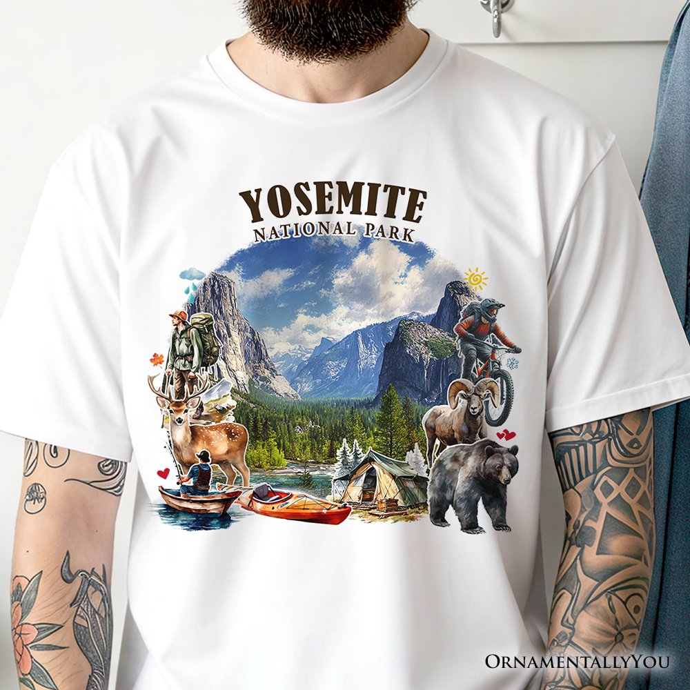 Artistic Yosemite National Park T-Shirt, California Hikers Travel Tee and Souvenir
