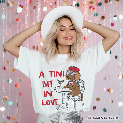 A Tini Bit In Love Dachshund Valentine T-Shirt, Funny Galentine Tee