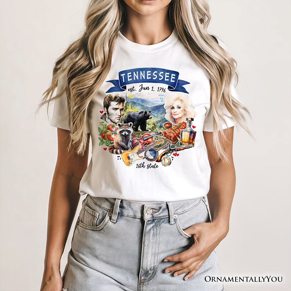 Artistic Tennessee State Themes and Landmarks T-Shirt, Tee for History and Travel Lovers