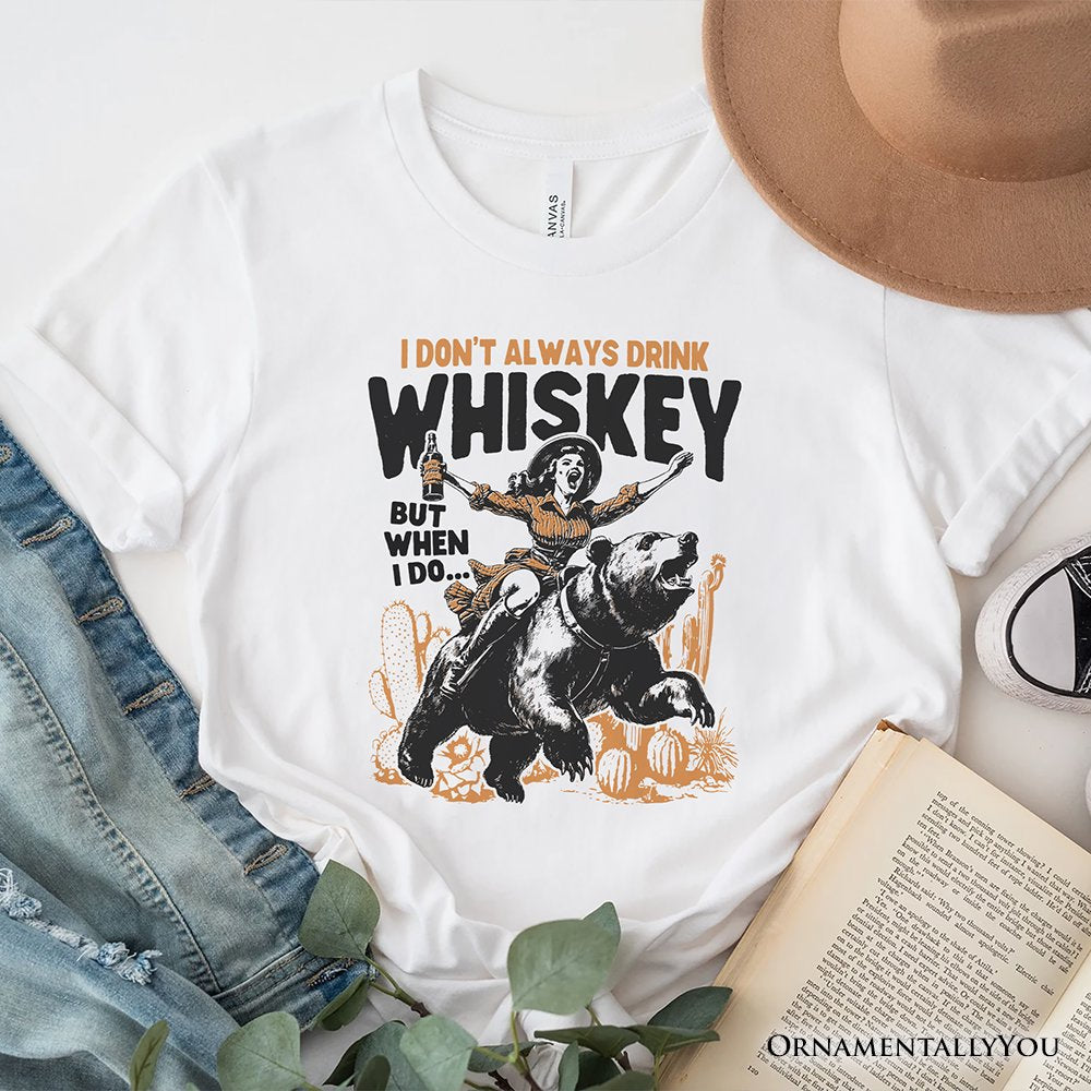 Alcohol Humor Retro T-Shirt, Funny Whiskey White and Natural Western Tee for Country Girl