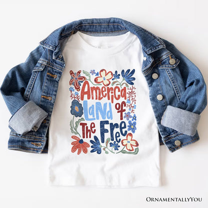 America Land of the Free T-Shirt, Retro Floral Independence Day Tee