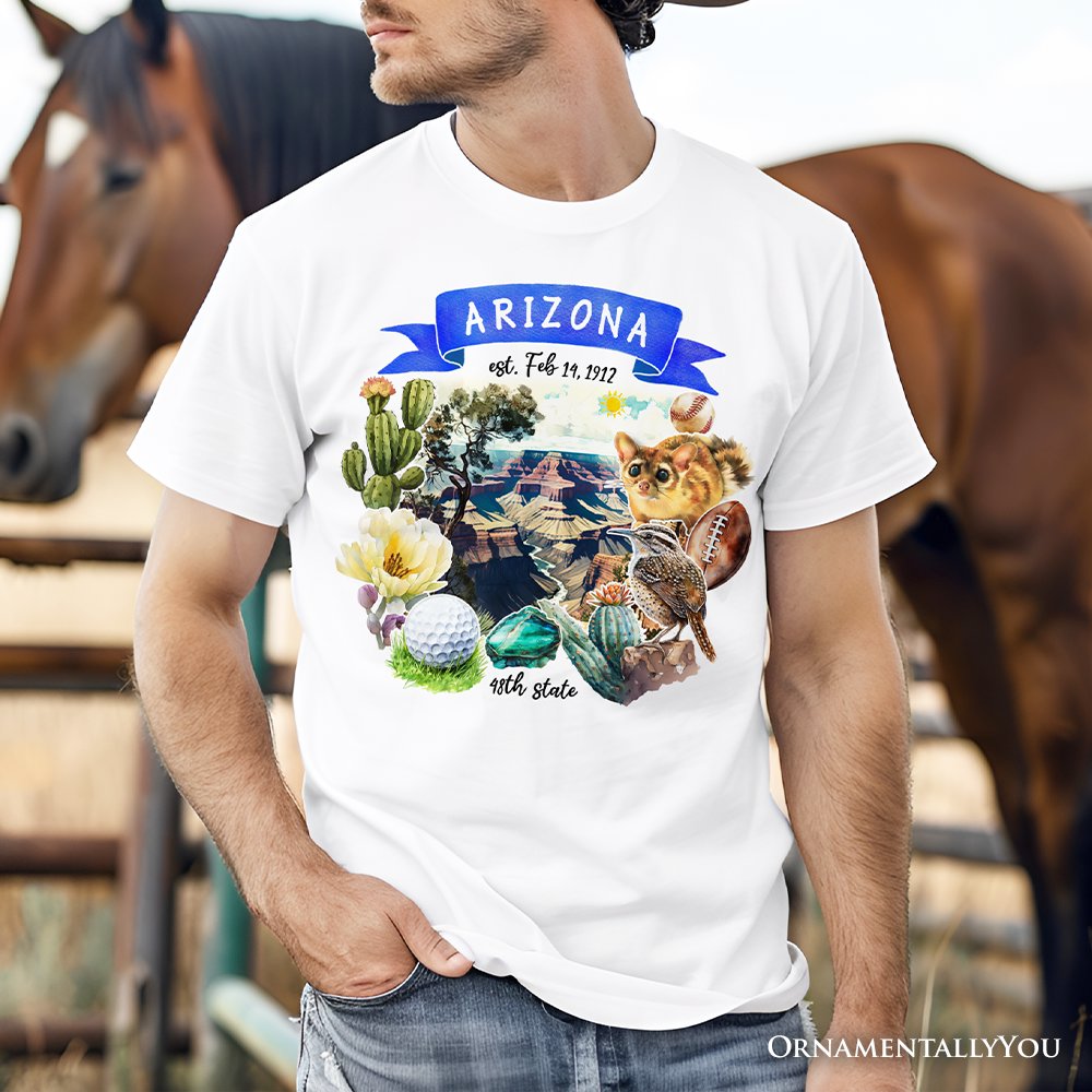 Artistic Arizona State Themes and Landmarks T-Shirt, Tee for History and Travel Lovers