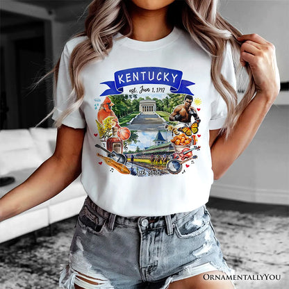 Artistic Kentucky State Themes and Landmarks T-Shirt, Tee for History and Travel Lovers