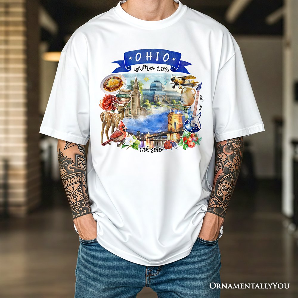 Artistic Ohio State Themes and Landmarks T-Shirt, Tee for History and Travel Lovers