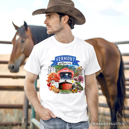 Artistic Vermont State Themes and Landmarks T-Shirt, Tee for History and Travel Lovers