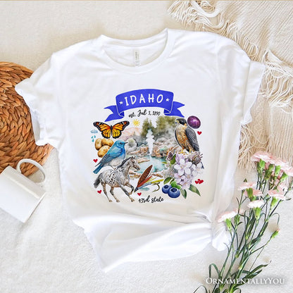 Artistic Idaho State Themes and Landmarks T-Shirt, Tee for History and Travel Lovers
