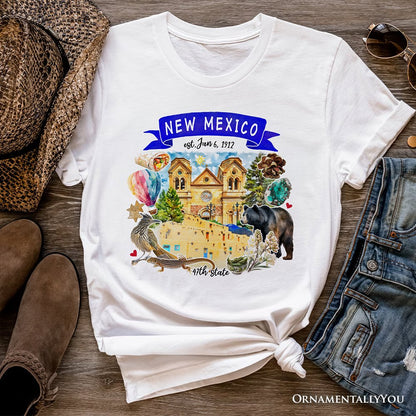 Artistic New Mexico State Themes and Landmarks T-Shirt, Tee for History and Travel Lovers