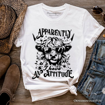 Apparently I Have an Attitude Highland Cow Valentine T-Shirt, Sarcastic Western Funny Tee