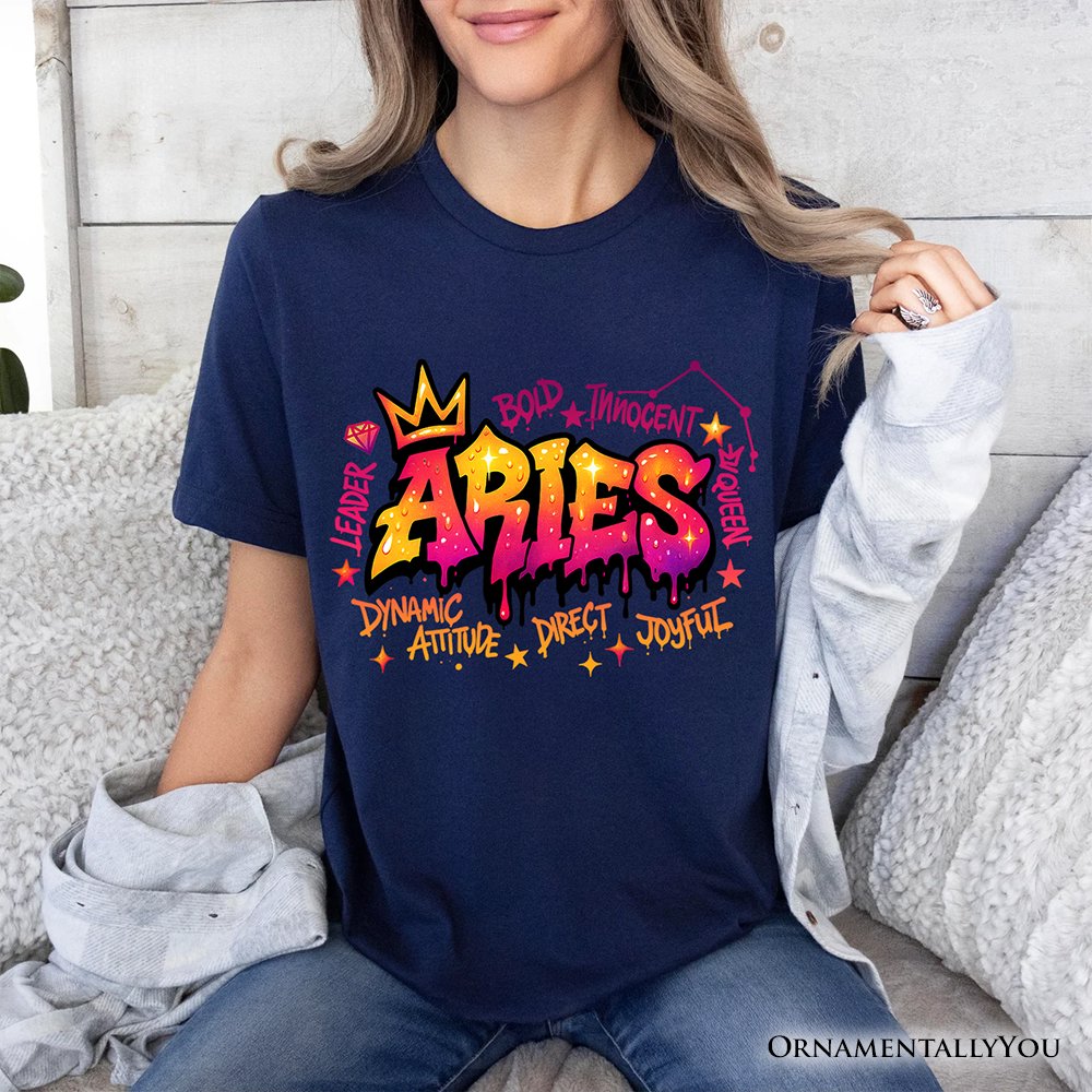 Aries Graffiti Zodiac T-Shirt, Street Style Astrology Horoscope Tee