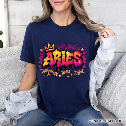 Aries Graffiti Zodiac T-Shirt, Street Style Astrology Horoscope Tee