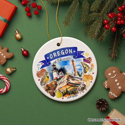 Artistic Oregon State Themes and Landmarks Christmas Ornament