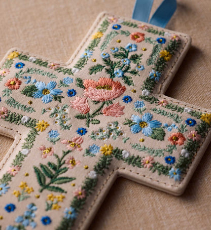 Embroidered Cross - Rosette