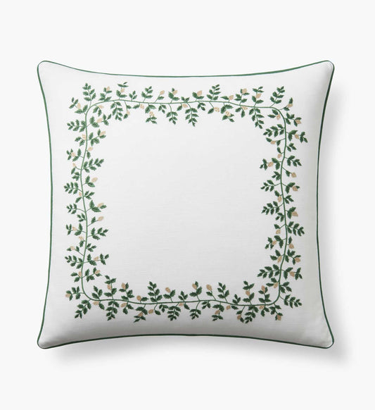 Embroidered Pillow Cover - Climbing Vines White