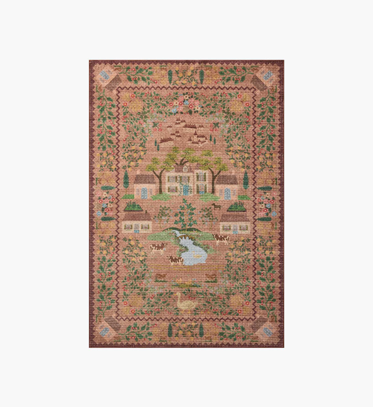 Orchard Country Farm Washable Rug - Mauve