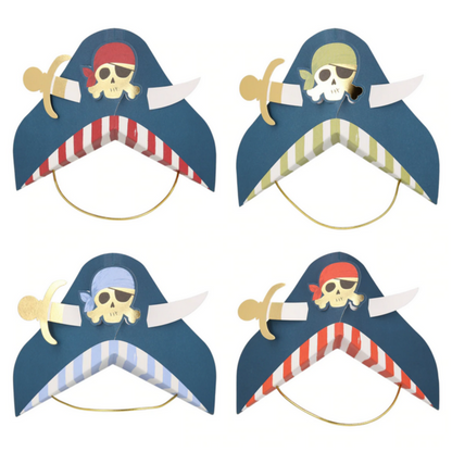 Blue Pirate Party Hats (pk8)