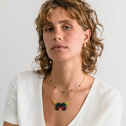 Blue Pansy Butterfly Necklace