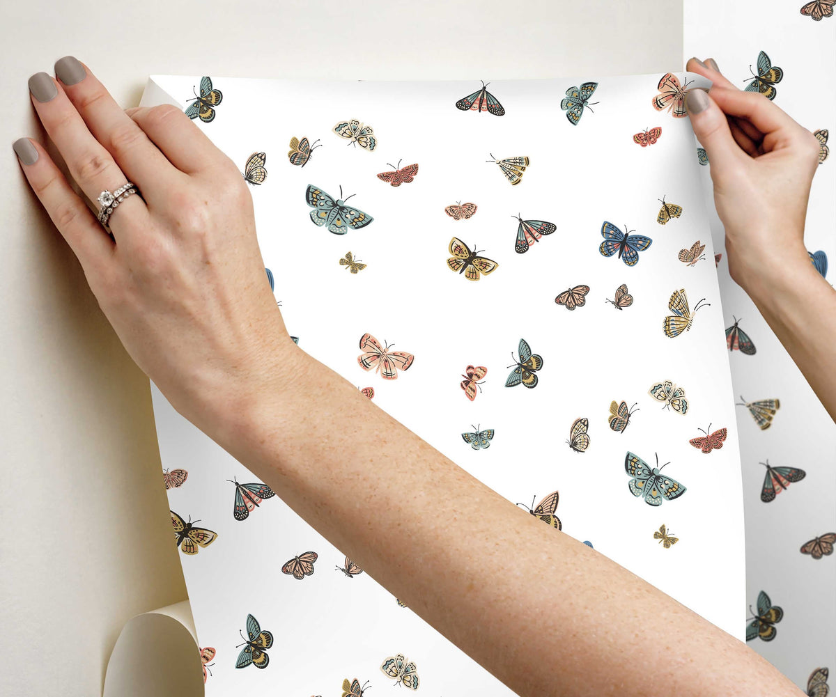 Butterfly House Peel & Stick Wallpaper - White