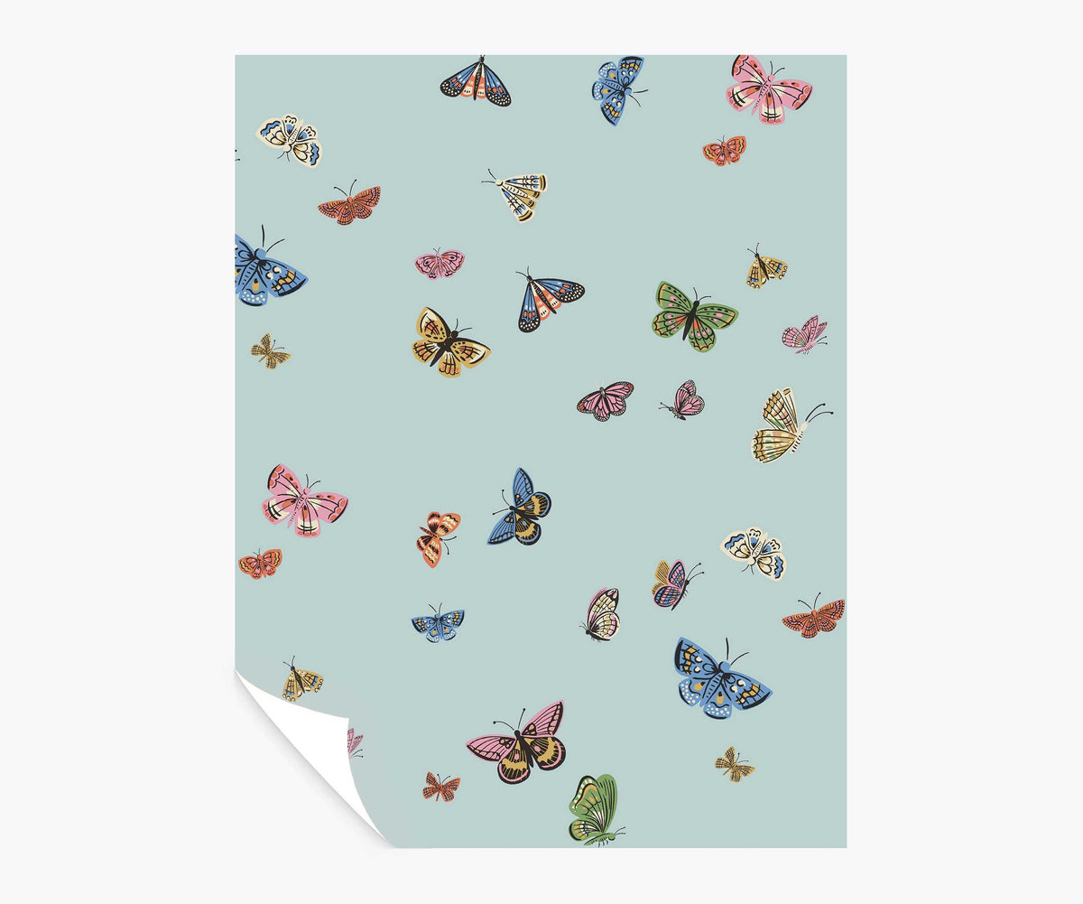 Butterfly House Peel & Stick Wallpaper Sample - Light Blue
