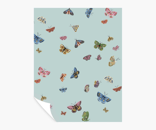 Butterfly House Peel & Stick Wallpaper Sample - Light Blue