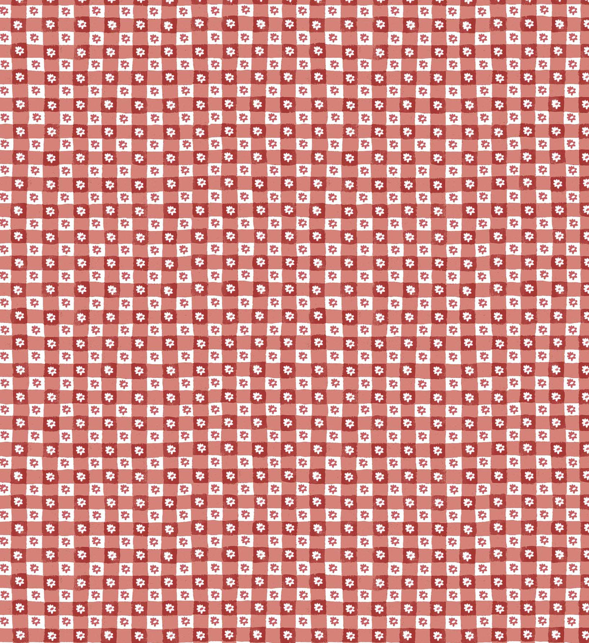 Daisy Gingham Peel & Stick Wallpaper - Red