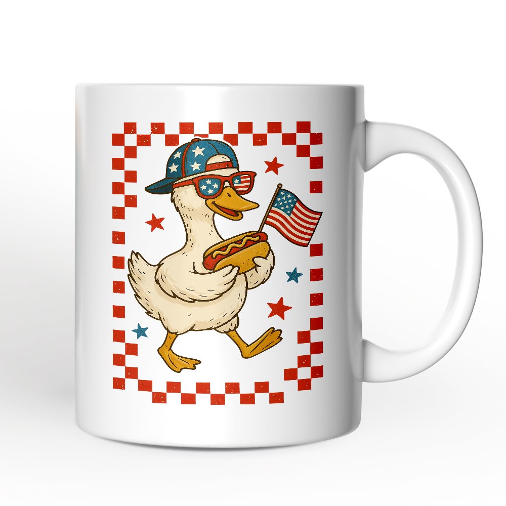 4th of July Patriotic Duck Personalized Mug, Funny Independence Day Gift with Custom Name