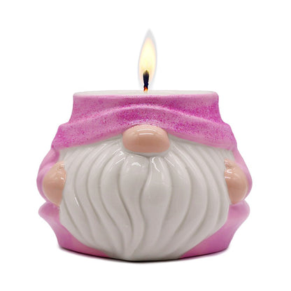 Adorable Pink Gnome Ceramic Candle, Holiday Home Decoration Scented with a Classic White Vanilla Fragrance