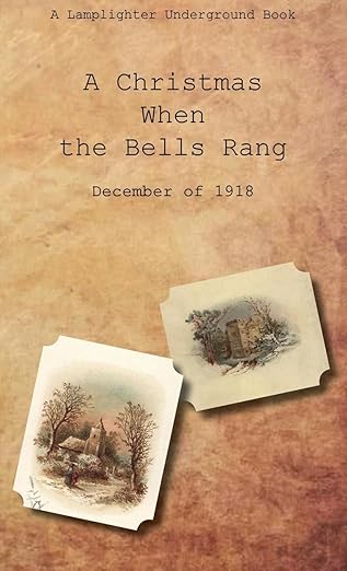 The warm colored cover is of two small postcard images each showing vintage style illustrations of buildings set in a wintery scene.